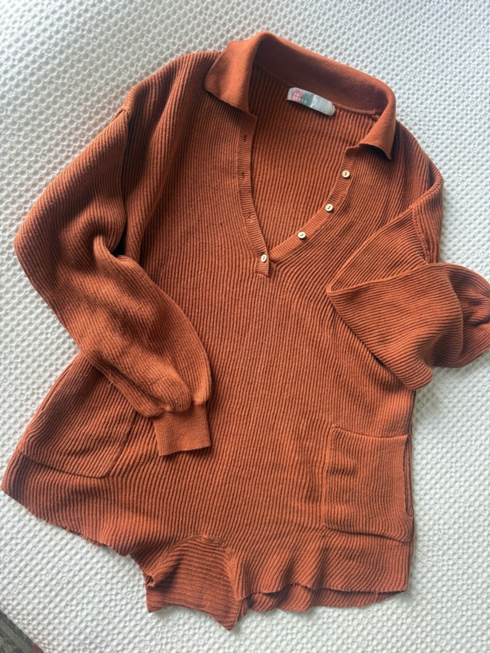 FREE PEOPLE Ribbed ROMPER Jumpsuit in Rust - Picture 2 of 5
